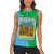 Tanzania Wildlife Women Sleeveless Polo Shirt with Tribal Print and Mount Kilimanjaro Safari Scene