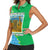 Tanzania Wildlife Women Sleeveless Polo Shirt with Tribal Print and Mount Kilimanjaro Safari Scene
