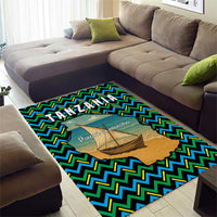 Tanzania Coastal Life Area Rug with Swahili Dhow Boat and Tribal Pattern - Wonder Print Shop