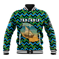 Tanzania Coastal Life Baseball Jacket with Swahili Dhow Boat and Tribal Pattern - Wonder Print Shop
