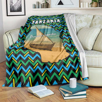 Tanzania Coastal Life Blanket with Swahili Dhow Boat and Tribal Pattern - Wonder Print Shop
