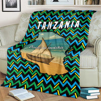 Tanzania Coastal Life Blanket with Swahili Dhow Boat and Tribal Pattern - Wonder Print Shop