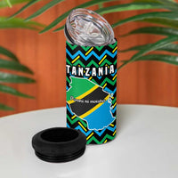 Tanzania Coastal Life 4 in 1 Can Cooler Tumbler with Swahili Dhow Boat and Tribal Pattern - Wonder Print Shop