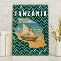 Tanzania Coastal Life Canvas Wall Art with Swahili Dhow Boat and Tribal Pattern - Wonder Print Shop