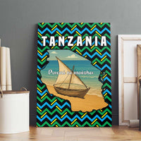 Tanzania Coastal Life Canvas Wall Art with Swahili Dhow Boat and Tribal Pattern - Wonder Print Shop