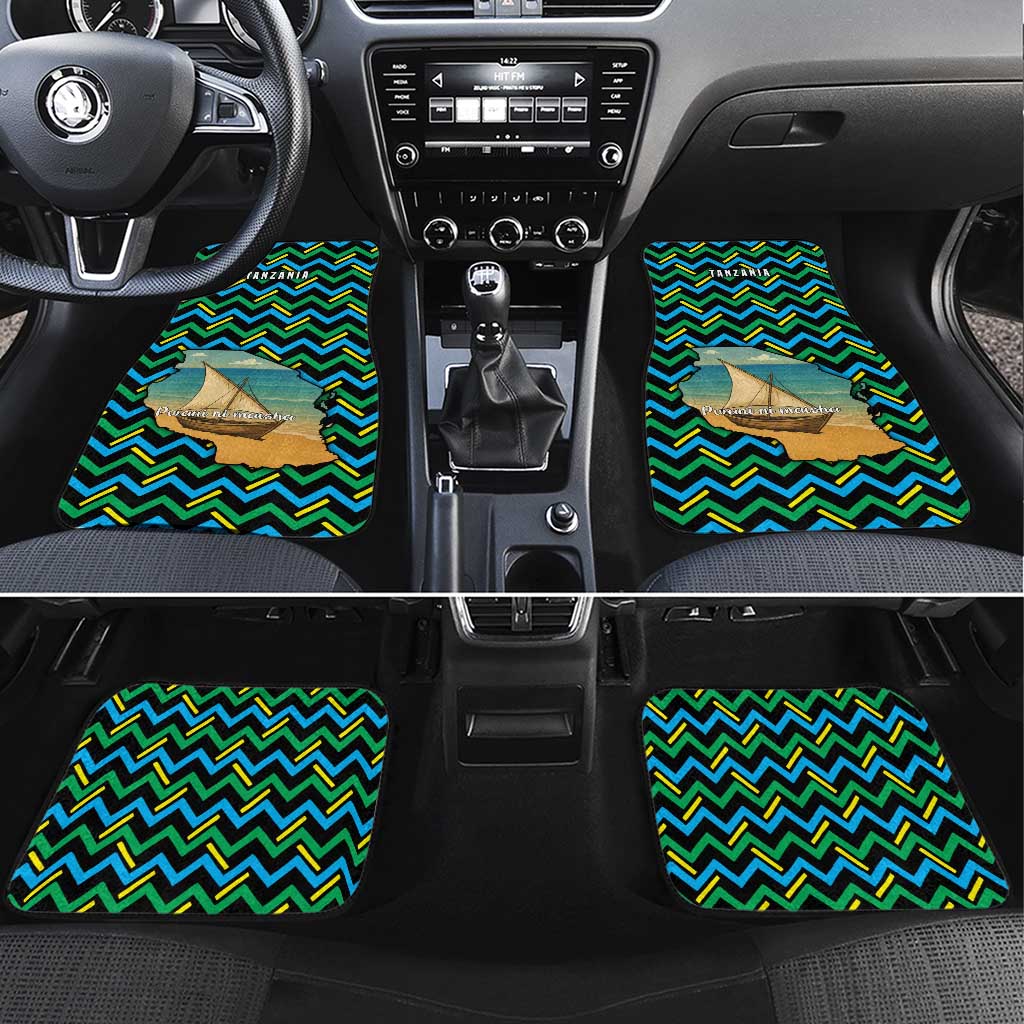 Tanzania Coastal Life Car Mats with Swahili Dhow Boat and Tribal Pattern - Wonder Print Shop