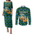 Tanzania Coastal Life Couples Matching Puletasi and Long Sleeve Button Shirt with Swahili Dhow Boat and Tribal Pattern - Wonder Print Shop