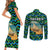 Tanzania Coastal Life Couples Matching Short Sleeve Bodycon Dress and Long Sleeve Button Shirt with Swahili Dhow Boat and Tribal Pattern - Wonder Print Shop