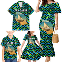 Tanzania Coastal Life Family Matching Mermaid Dress and Hawaiian Shirt with Swahili Dhow Boat and Tribal Pattern - Wonder Print Shop