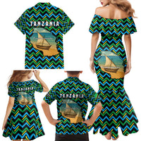 Tanzania Coastal Life Family Matching Mermaid Dress and Hawaiian Shirt with Swahili Dhow Boat and Tribal Pattern - Wonder Print Shop