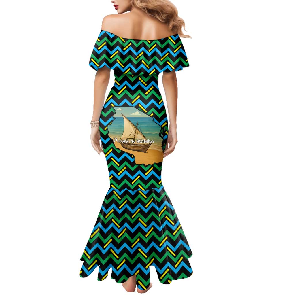 Tanzania Coastal Life Family Matching Mermaid Dress and Hawaiian Shirt with Swahili Dhow Boat and Tribal Pattern - Wonder Print Shop