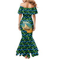 Tanzania Coastal Life Family Matching Mermaid Dress and Hawaiian Shirt with Swahili Dhow Boat and Tribal Pattern - Wonder Print Shop