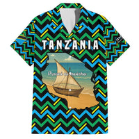 Tanzania Coastal Life Family Matching Off The Shoulder Long Sleeve Dress and Hawaiian Shirt with Swahili Dhow Boat and Tribal Pattern - Wonder Print Shop