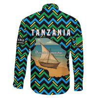 Tanzania Coastal Life Family Matching Off The Shoulder Long Sleeve Dress and Hawaiian Shirt with Swahili Dhow Boat and Tribal Pattern - Wonder Print Shop