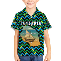 Tanzania Coastal Life Family Matching Off The Shoulder Long Sleeve Dress and Hawaiian Shirt with Swahili Dhow Boat and Tribal Pattern - Wonder Print Shop