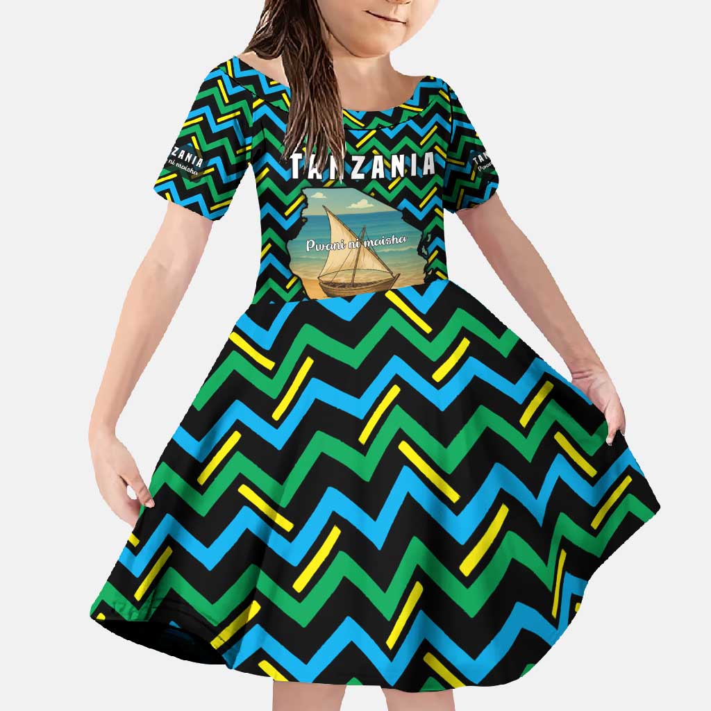 Tanzania Coastal Life Family Matching Off Shoulder Maxi Dress and Hawaiian Shirt with Swahili Dhow Boat and Tribal Pattern - Wonder Print Shop