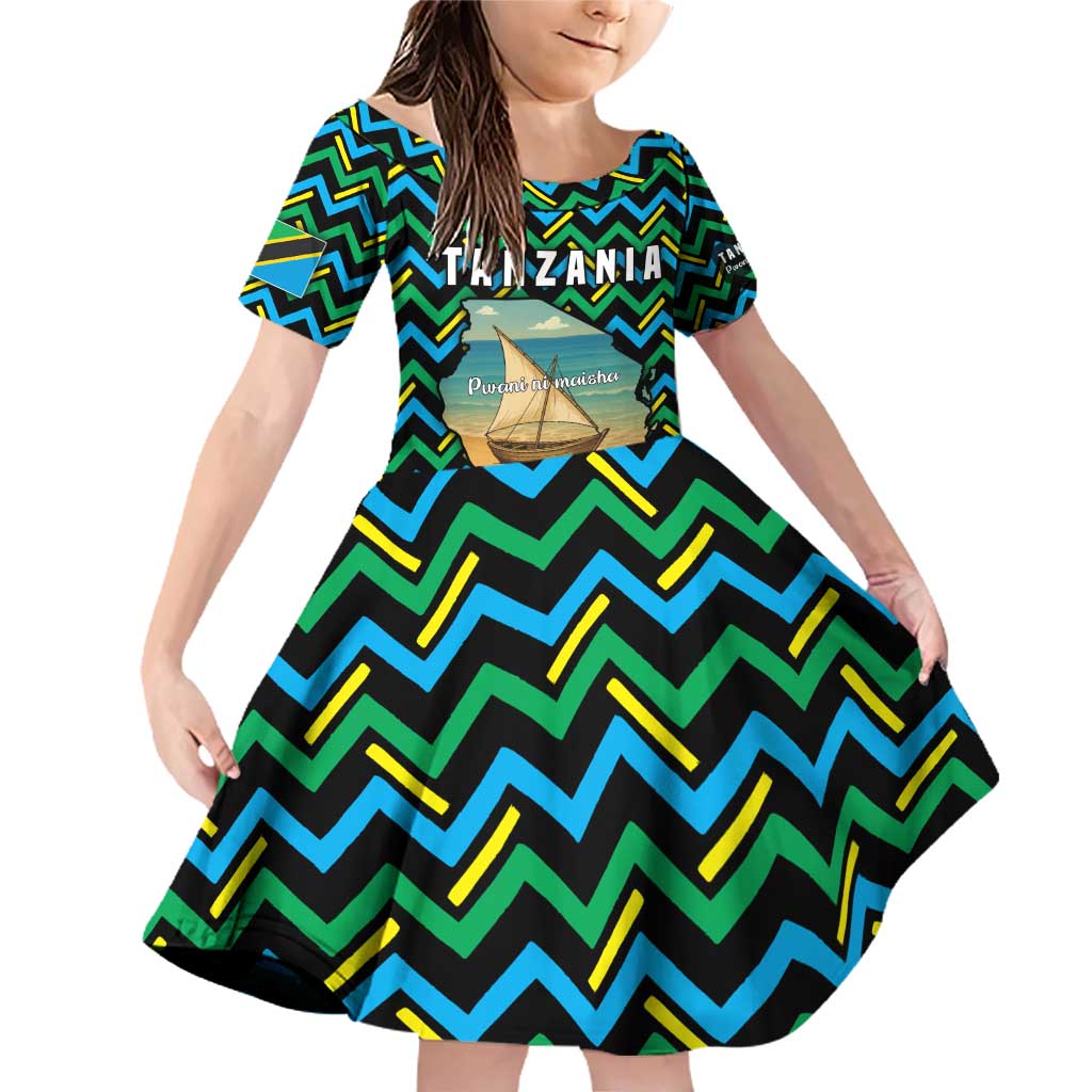 Tanzania Coastal Life Family Matching Off Shoulder Short Dress and Hawaiian Shirt with Swahili Dhow Boat and Tribal Pattern - Wonder Print Shop