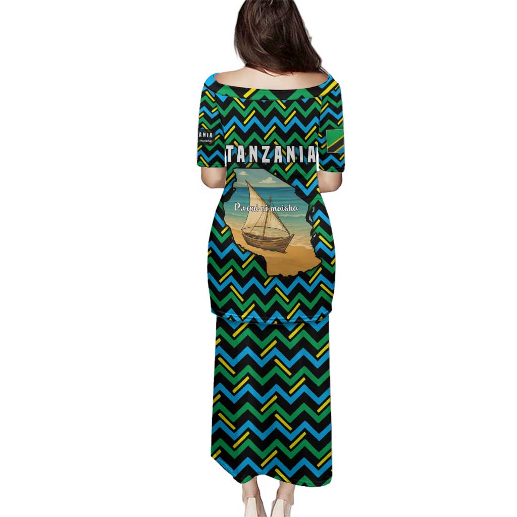 Tanzania Coastal Life Family Matching Puletasi and Hawaiian Shirt with Swahili Dhow Boat and Tribal Pattern - Wonder Print Shop