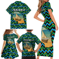 Tanzania Coastal Life Family Matching Short Sleeve Bodycon Dress and Hawaiian Shirt with Swahili Dhow Boat and Tribal Pattern - Wonder Print Shop