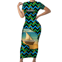 Tanzania Coastal Life Family Matching Short Sleeve Bodycon Dress and Hawaiian Shirt with Swahili Dhow Boat and Tribal Pattern - Wonder Print Shop