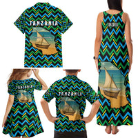 Tanzania Coastal Life Family Matching Tank Maxi Dress and Hawaiian Shirt with Swahili Dhow Boat and Tribal Pattern - Wonder Print Shop