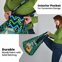 Tanzania Coastal Life Grocery Bag with Swahili Dhow Boat and Tribal Pattern - Wonder Print Shop