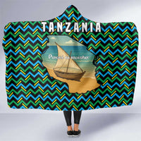 Tanzania Coastal Life Hooded Blanket with Swahili Dhow Boat and Tribal Pattern - Wonder Print Shop