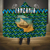 Tanzania Coastal Life Hooded Blanket with Swahili Dhow Boat and Tribal Pattern - Wonder Print Shop