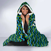 Tanzania Coastal Life Hooded Blanket with Swahili Dhow Boat and Tribal Pattern - Wonder Print Shop