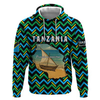 Tanzania Coastal Life Hoodie with Swahili Dhow Boat and Tribal Pattern - Wonder Print Shop