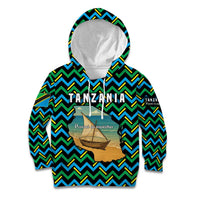 Tanzania Coastal Life Kid Hoodie with Swahili Dhow Boat and Tribal Pattern - Wonder Print Shop