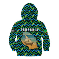 Tanzania Coastal Life Kid Hoodie with Swahili Dhow Boat and Tribal Pattern - Wonder Print Shop
