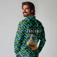 Tanzania Coastal Life Long Sleeve Polo Shirt with Swahili Dhow Boat and Tribal Pattern - Wonder Print Shop