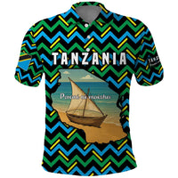 Tanzania Coastal Life Polo Shirt with Swahili Dhow Boat and Tribal Pattern - Wonder Print Shop