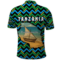 Tanzania Coastal Life Polo Shirt with Swahili Dhow Boat and Tribal Pattern - Wonder Print Shop