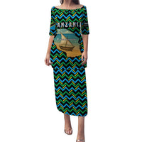 Tanzania Coastal Life Puletasi with Swahili Dhow Boat and Tribal Pattern - Wonder Print Shop