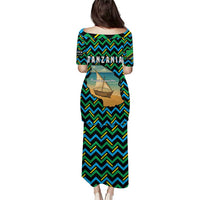 Tanzania Coastal Life Puletasi with Swahili Dhow Boat and Tribal Pattern - Wonder Print Shop