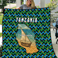Tanzania Coastal Life Quilt with Swahili Dhow Boat and Tribal Pattern - Wonder Print Shop
