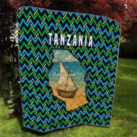 Tanzania Coastal Life Quilt with Swahili Dhow Boat and Tribal Pattern - Wonder Print Shop