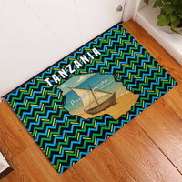 Tanzania Coastal Life Rubber Doormat with Swahili Dhow Boat and Tribal Pattern - Wonder Print Shop