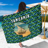 Tanzania Coastal Life Sarong with Swahili Dhow Boat and Tribal Pattern - Wonder Print Shop