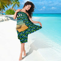 Tanzania Coastal Life Sarong with Swahili Dhow Boat and Tribal Pattern - Wonder Print Shop