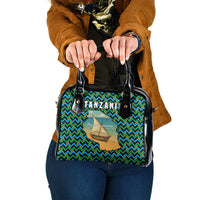 Tanzania Coastal Life Shoulder Handbag with Swahili Dhow Boat and Tribal Pattern - Wonder Print Shop