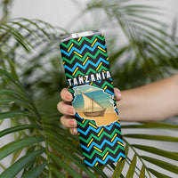 Tanzania Coastal Life Skinny Tumbler with Swahili Dhow Boat and Tribal Pattern - Wonder Print Shop