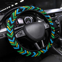 Tanzania Coastal Life Steering Wheel Cover with Swahili Dhow Boat and Tribal Pattern - Wonder Print Shop