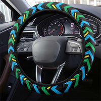 Tanzania Coastal Life Steering Wheel Cover with Swahili Dhow Boat and Tribal Pattern - Wonder Print Shop