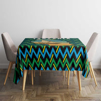 Tanzania Coastal Life Tablecloth with Swahili Dhow Boat and Tribal Pattern - Wonder Print Shop