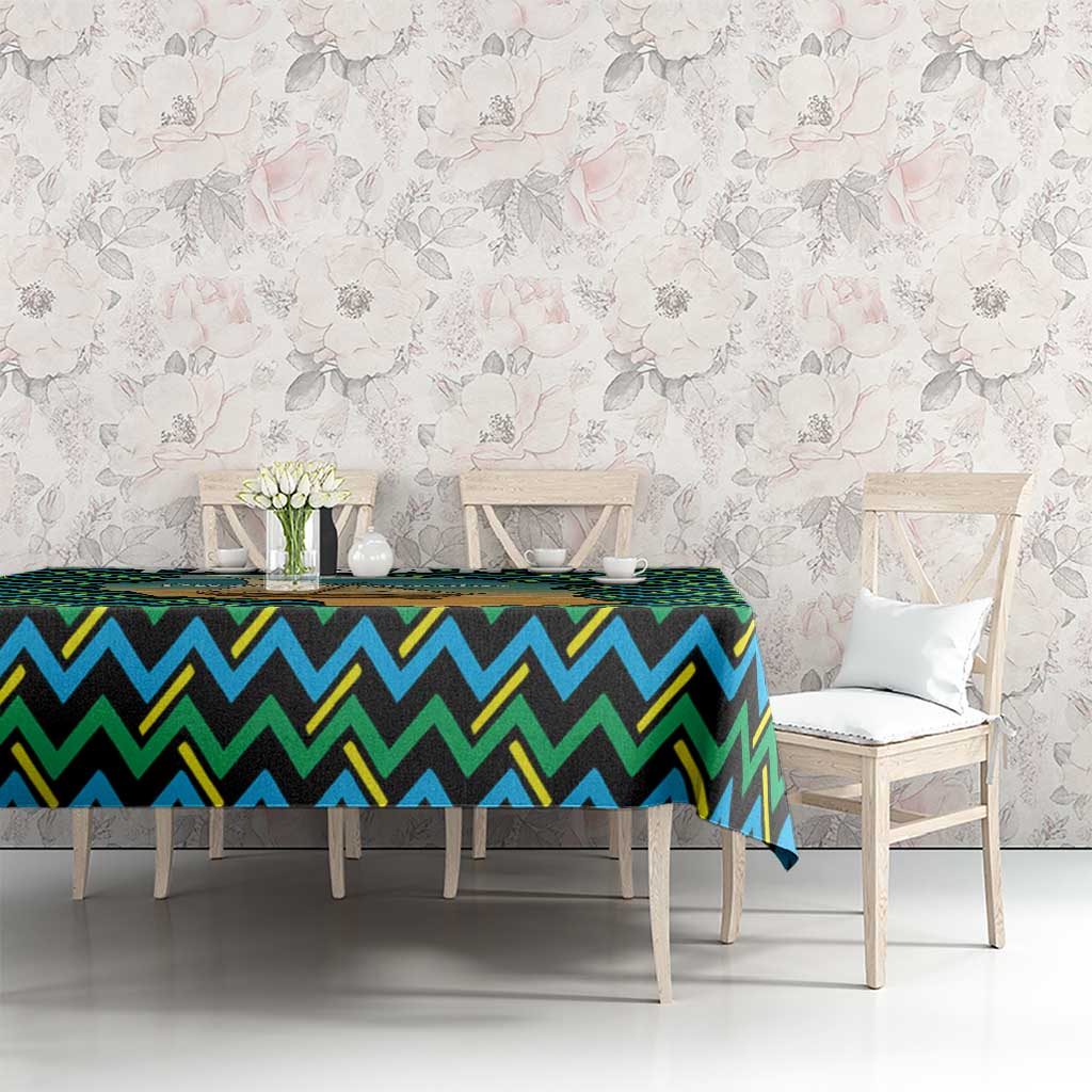 Tanzania Coastal Life Tablecloth with Swahili Dhow Boat and Tribal Pattern - Wonder Print Shop