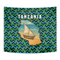 Tanzania Coastal Life Tapestry with Swahili Dhow Boat and Tribal Pattern - Wonder Print Shop