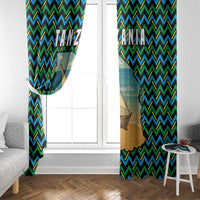 Tanzania Coastal Life Window Curtain with Swahili Dhow Boat and Tribal Pattern - Wonder Print Shop